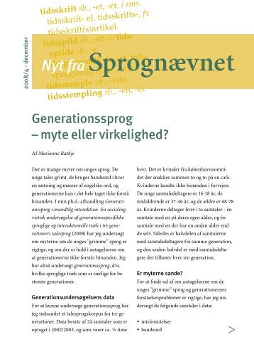 Generationssprog – myte eller virkelighed? - Dansk Sprognævn