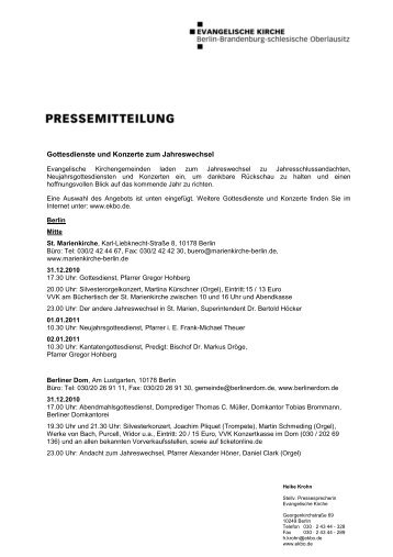 Pressemitteilung der EKBO - Rogate-Kloster Sankt Michael zu Berlin