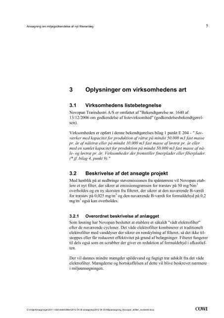 Novopan A-S - Miljøgodkendelse af vådelektrofilter - Syddjurs ...