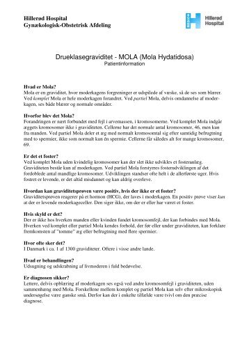 Drueklasegraviditet - MOLA (Mola Hydatidosa)