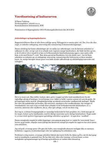 Værdisætning af kulturarven - Bygningskultur 2015