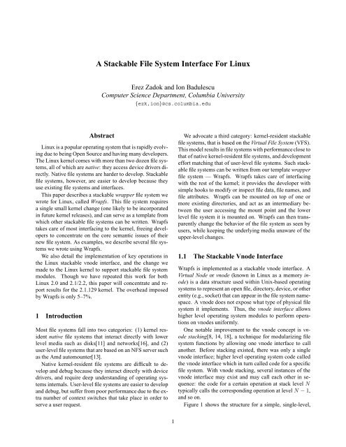 A Stackable File System Interface For Linux - FiST: Stackable File ...