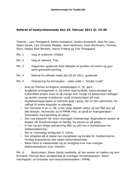 Referat bestyrelsesmøde 24.02.2011 - Tisvilde Bio