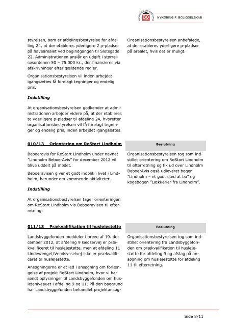 Referat af mødet - Nykøbing F. Boligselskab