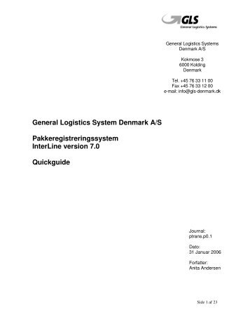 General Logistics System Denmark A/S ... - GLS