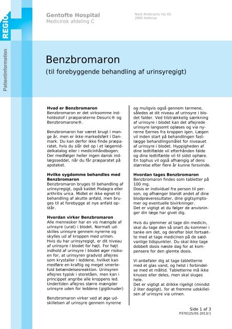 Behandling med Benzbromaron - EPIS - Gentofte Hospital