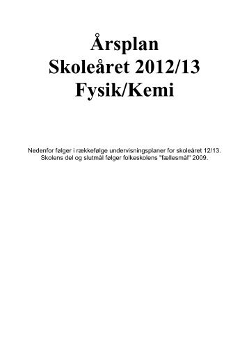 Undervisningsplan fysik – kemi 7 - Viby Friskole