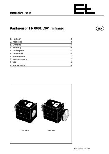 Beskrivelse B Kantsensor FR 0801/0901 (infrarød ... - Erhardt+Leimer