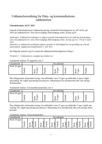 Uddannelsesordning for Data- og kommunikations- uddannelsen