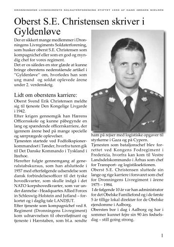 Oberst S.E. Christensen skriver i Gyldenløve - Dronningens ...