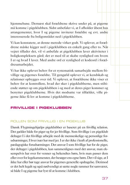 HåNDBOG FOR FRIVILLIGE I EN PIGEKLUB - Frivillignet.dk