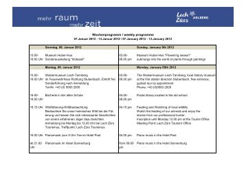 Wochenprogramm / weekly programme - Lech-Zürs