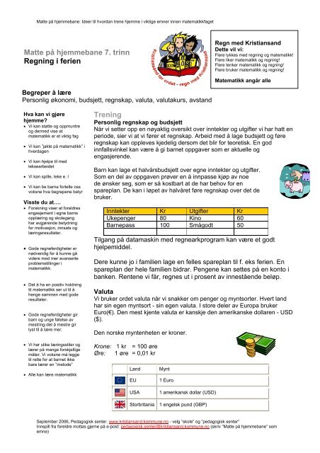 Matte på hjemmebane 7 - Pedagogisk senter