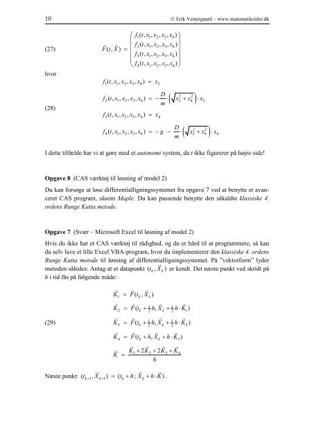 Det skrå kast - med luftmodstand - Vestergaards Matematik Sider