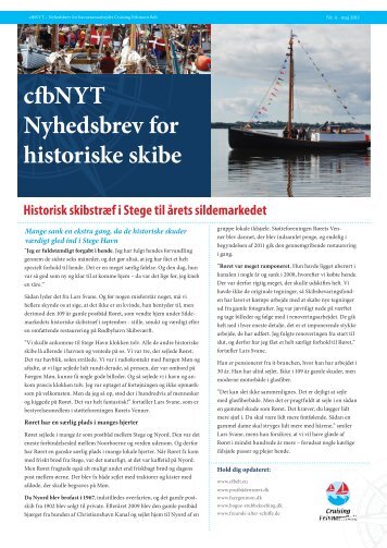 cfbNYT Nyhedsbrev for historiske skibe - Cruising Fehmarn Belt