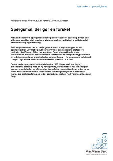 Spørgsmål, der gør en forskel - MacMann Berg