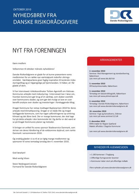 Nyt fra foreNiNgeN Nyhedsbrev fra daNske risikorådgivere