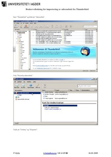 Brukerveiledning for importering av adressebok fra Thunderbird