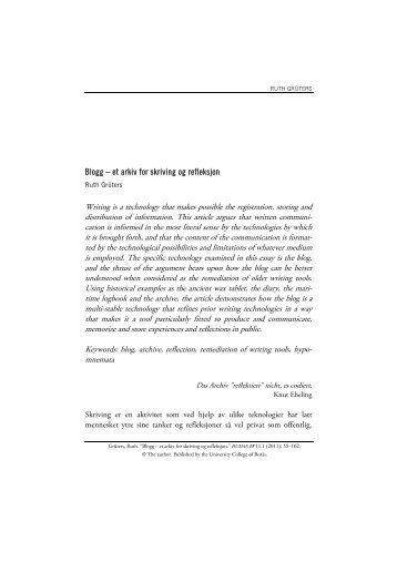 Blogg – et arkiv for skriving og refleksjon