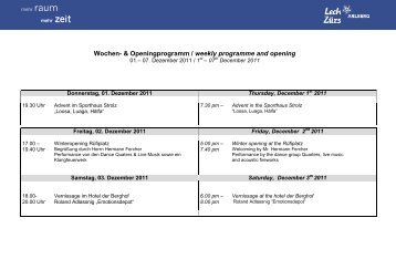 Wochen- & Openingprogramm / weekly programme and opening