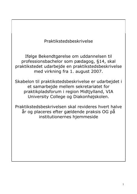 Praktikstedsbeskrivelse, døgnafdelingen på Egebæksvej - Heimdal