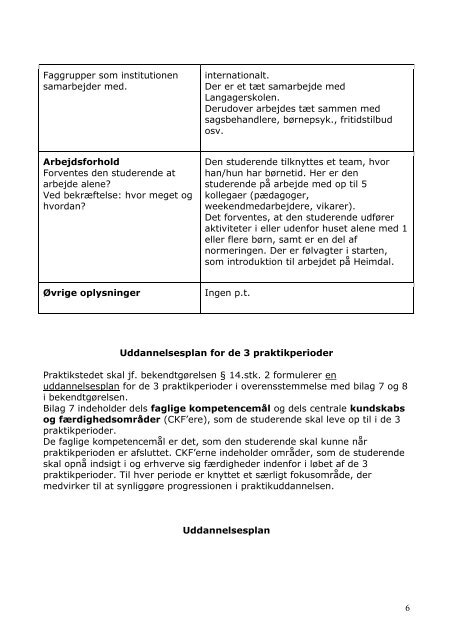 Praktikstedsbeskrivelse, døgnafdelingen på Egebæksvej - Heimdal