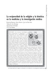 La reciprocidad de la religión y la bioética en la medicina y la ...