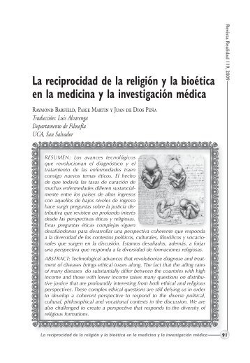 La reciprocidad de la religión y la bioética en la medicina y la ...