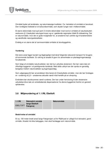 Miljøvurdering af forslag til Kommuneplan 2009 - Syddjurs Kommune