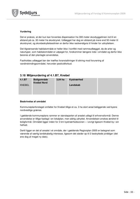 Miljøvurdering af forslag til Kommuneplan 2009 - Syddjurs Kommune