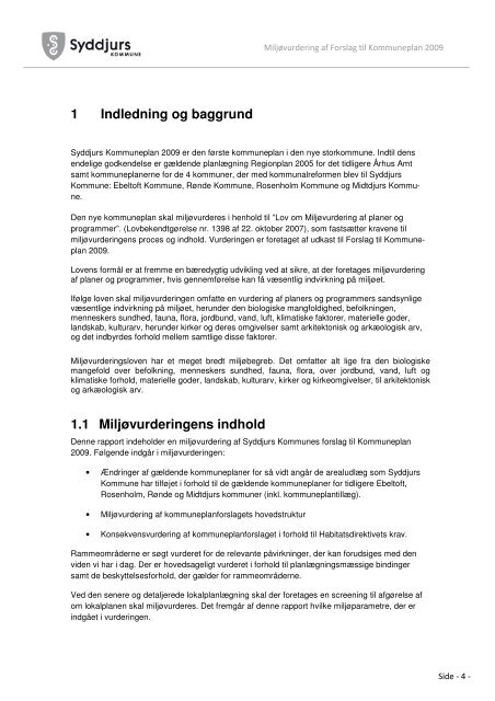 Miljøvurdering af forslag til Kommuneplan 2009 - Syddjurs Kommune