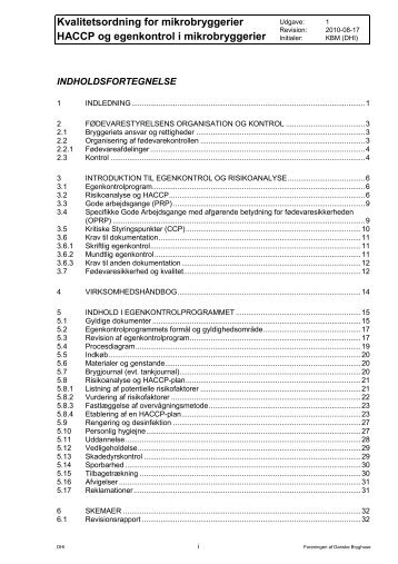 HACCP og egenkontrol i mikrobryggerier - Kvalitetsordning for ...