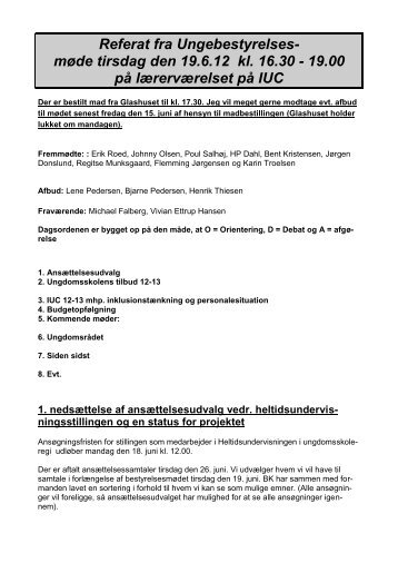Referat 2012-06-19 - Ikast kommunale ungdomsskole