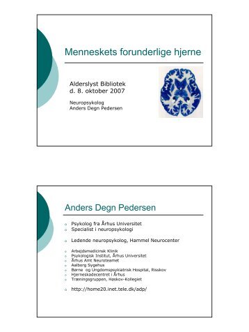 Menneskets forunderlige hjerne - Anders Degn Pedersen, specialist ...