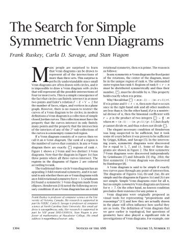 The Search for Simple Symmetric Venn Diagrams - CiteSeerX