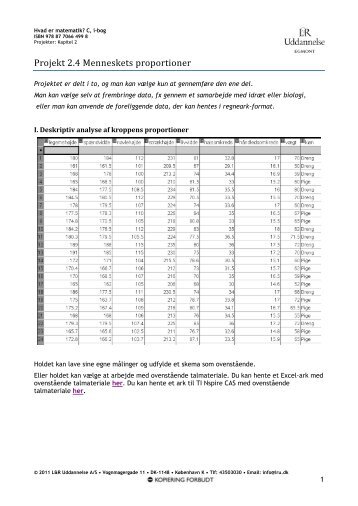 1 I. Deskriptiv analyse af kroppens proportioner - Gymportalen