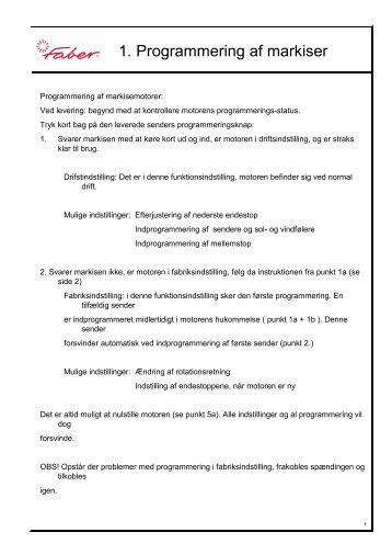 1. Programmering af markiser - Roskilde-gardiner