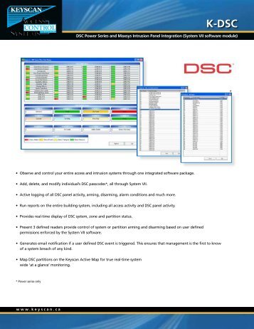 DSC Power Series and Maxsys Intrusion Panel Integration - Keyscan