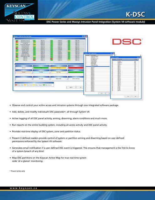 DSC Power Series and Maxsys Intrusion Panel Integration - Keyscan