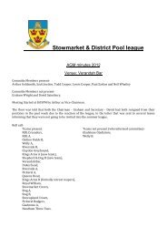 Stowmarket & District Pool league - LeagueRepublic