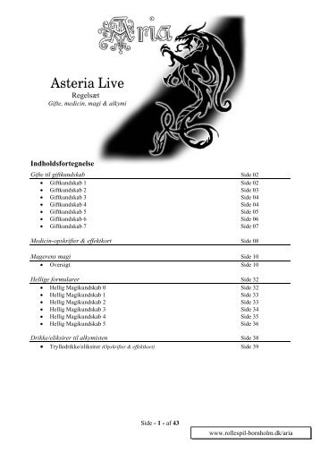 Asteria Live Gifte, medicin, magi & alkymi - Rollespil-Bornholm