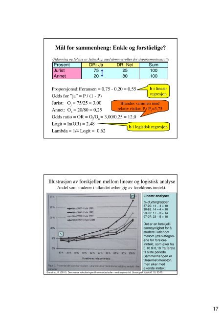 Fordeler og ulemper ved tabellanalyse Tabeller på vei ut?