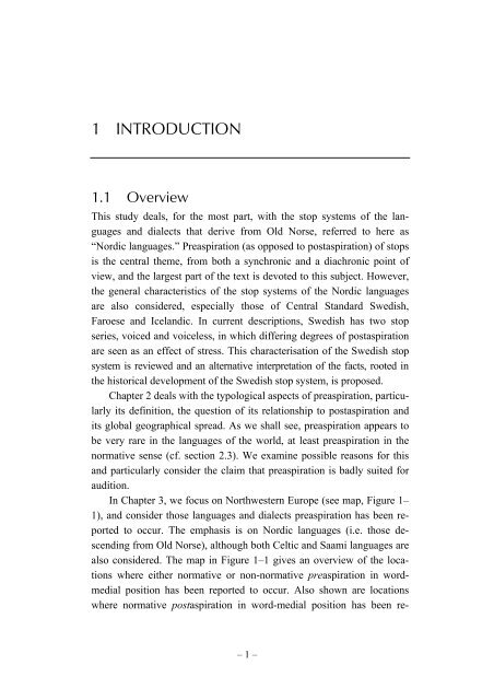 Preaspiration in the Nordic Languages: Synchronic and Diachronic ...