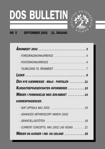 Tilmelding til årsmødet 2002 - Dansk Ortopædisk Selskab