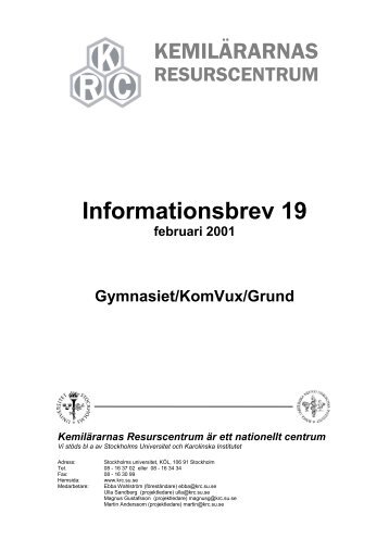 Informationsbrev 19.pdf - Kemilärarnas Resurscentrum - Stockholms ...