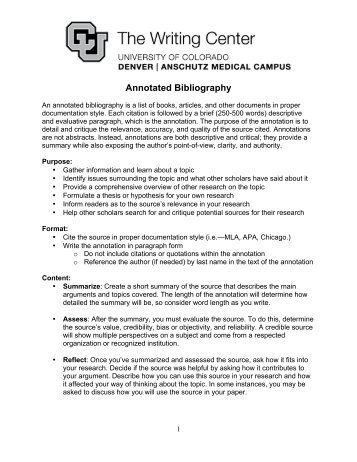 Help writing a annotated bibliography