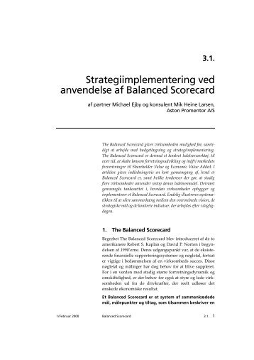 Strategiimplementering ved anvendelse af Balanced Scorecard