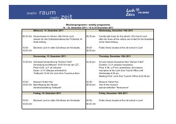 Wochenprogramm / weekly programme - Lech-Zürs