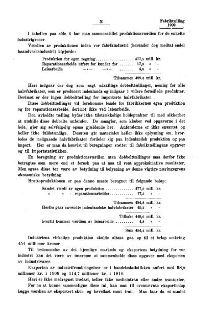 Fabriktællingen i Norge 1909. Fjerde hefte. Produksjonsstatistik.