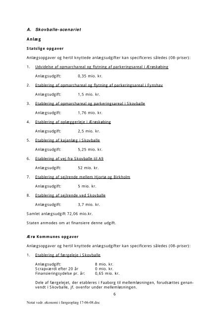 Notat vedr. de økonomiske konsekvenser af en ... - Ærø kommune